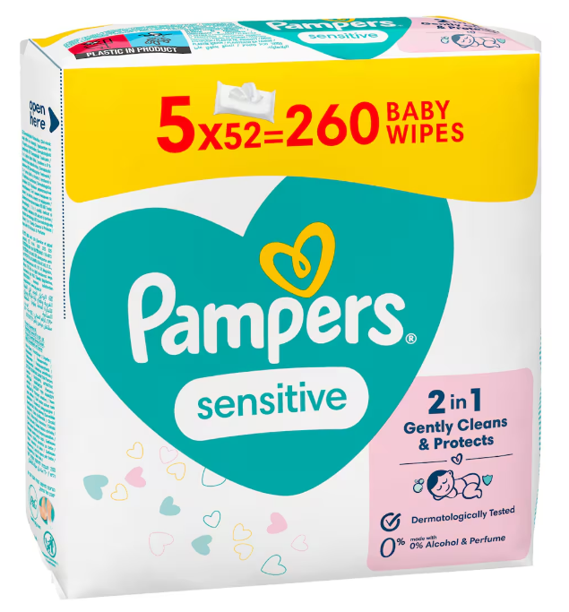Pampers Sensitive doekjes 5x52 stuks